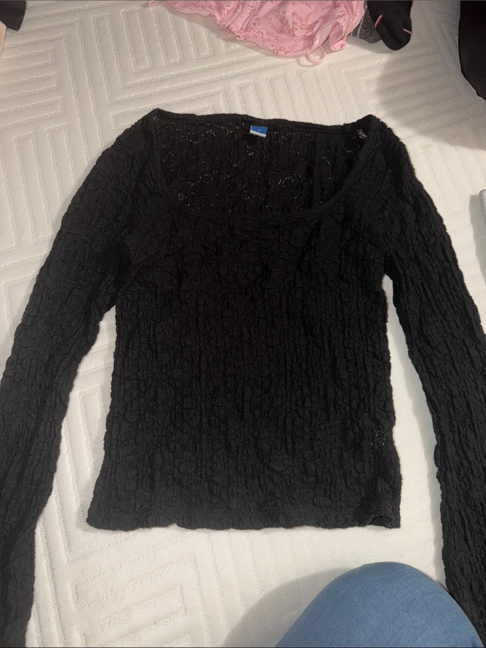 Old Navy Black Lace Long Sleeve Top